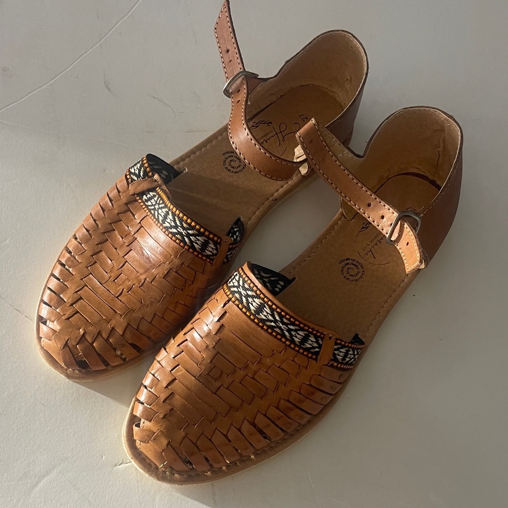 Mexx Tan Woven Flats with Black Accents